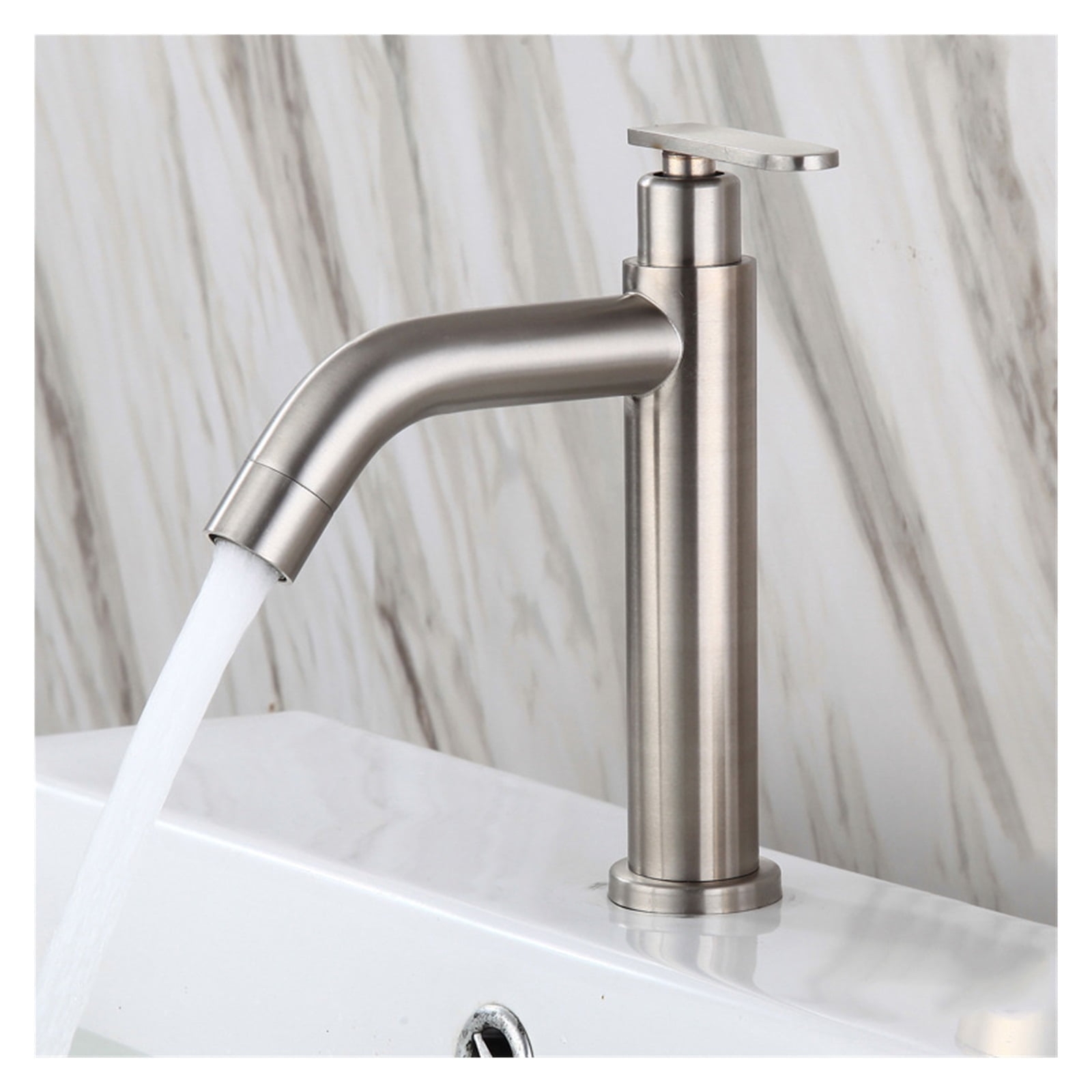 Bathroom Basin Faucets Single Cold Water Bathroom Sink Faucets Brushed 304 Stainless Steel Single Handle Washbasin Tap