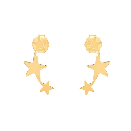 Brilliance Fine Jewelry 10K Yellow Gold Polished Three Star Climber Earrings