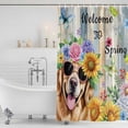 thumbnail image 2 of Spring Dog Shower Curtain Set - Small 36" x 72" Washable Bathtub Curtain with 12 Hooks, Retro Watercolor Botanical Floral Sunflower Waterproof Fabric Stall Shower Curtains for Bathroom/Bathtub Décor, 2 of 6