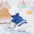 thumbnail image 3 of CBFFDC Pet Outfit White Flowers Decor Pet T shirt with Front Bowknot Ruffle Collar Spring Summer Puppy Tee Clothes, 3 of 6