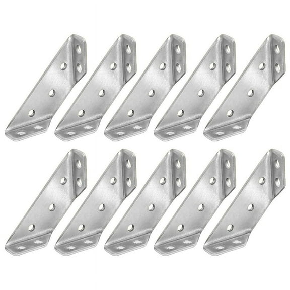 10PCS Universal Furniture Corner Connector, Angle Fasten Connector Triangle Support Frame Stainless Steel Bracket