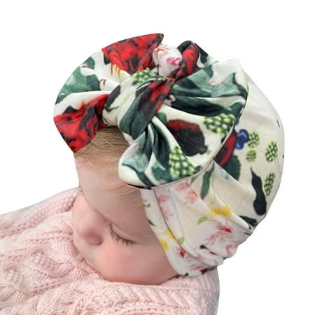 

EUMODR Babybonnet Baby Girl Warm Hat Girls Bowknot Cap Elastics Floral Print Hat Turban Toddler Baby Letter Boys Baby Care