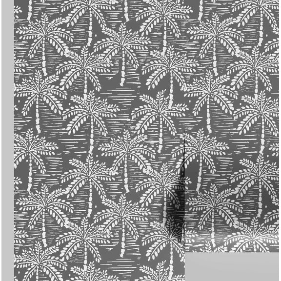 S4Sassy Peel & Stick Vinyl Wallpaper, Chic Palm Tree Wallpaper Contact Paper Waterproof - Gray, 25"x120", Removable Wall Covering for Home Decor in Bedrooms, Renter Spaces, Cabinets