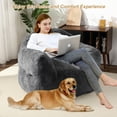 thumbnail image 3 of Bean Bag Chair for Adults and Kids, Lounge Couch Chair Stuffed High Rebound Sponge, Soft Fluffy Couch with Armrests & Backrest, Cozy Reading Chairs for Home, Apartment, 3 of 8