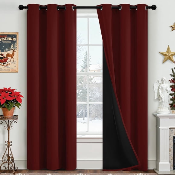 Cortinas Yakamok Blackout Térmicas 96 x 213 cm Color Burdeos