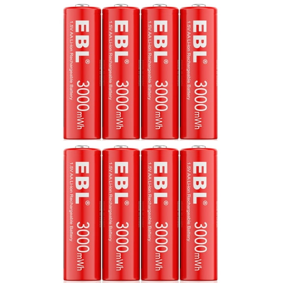 EBL aa Lithium Batteries, 1.5V 3000mWh Rechargeable AA Batteries Double A Battery 8 Pack