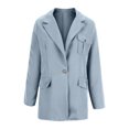 thumbnail image 5 of Scyoekwg Women's Coats Double Breasted Turndown Collar Blazer Jacket Fashion Loose Casual Long Sleeve Solid Color Coats (Sky Blue,L), 5 of 5