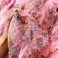 thumbnail image 7 of Women Floral Print Long Skirt Elastic High Waist Skirt irregular hem Mesh Skirt Pleated Dress Elegant Streetwear Tulle Skirt, 7 of 7