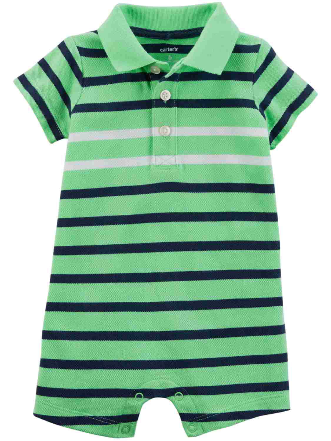Carters Infant Boys Green & Blue Striped Collared Polo Romper 