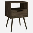 thumbnail image 4 of Otom Nightstand , Superior Top, One Open Shelf, One Drawer, Four Legs White / Light Oak, 4 of 9