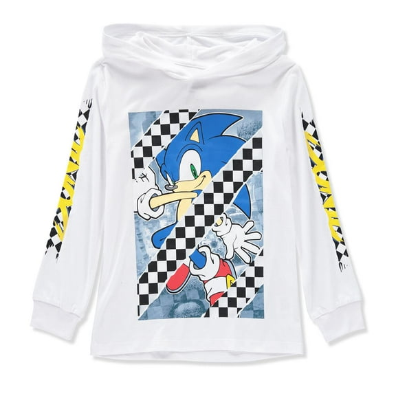 Sonic Boys 4-20 Long Sleeve Racing Hooded T-Shirt (White 4/5)