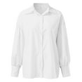thumbnail image 7 of Womens Solid Color Casual Shirt Long Sleeve Lapel Button Blouse Loose Top Turn Down Collar White XL, 7 of 7