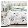 thumbnail image 2 of TiaGOC 6 Piece Bed in a Bag , Green Leaves Printed on White Botanical Design, Microfiber Comforter Set for All Season (1 Comforter, 2 Pillow Shams, 1 Flat Sheet, 1 Fitted Sheet, 1 Pillowcase), 2 of 7