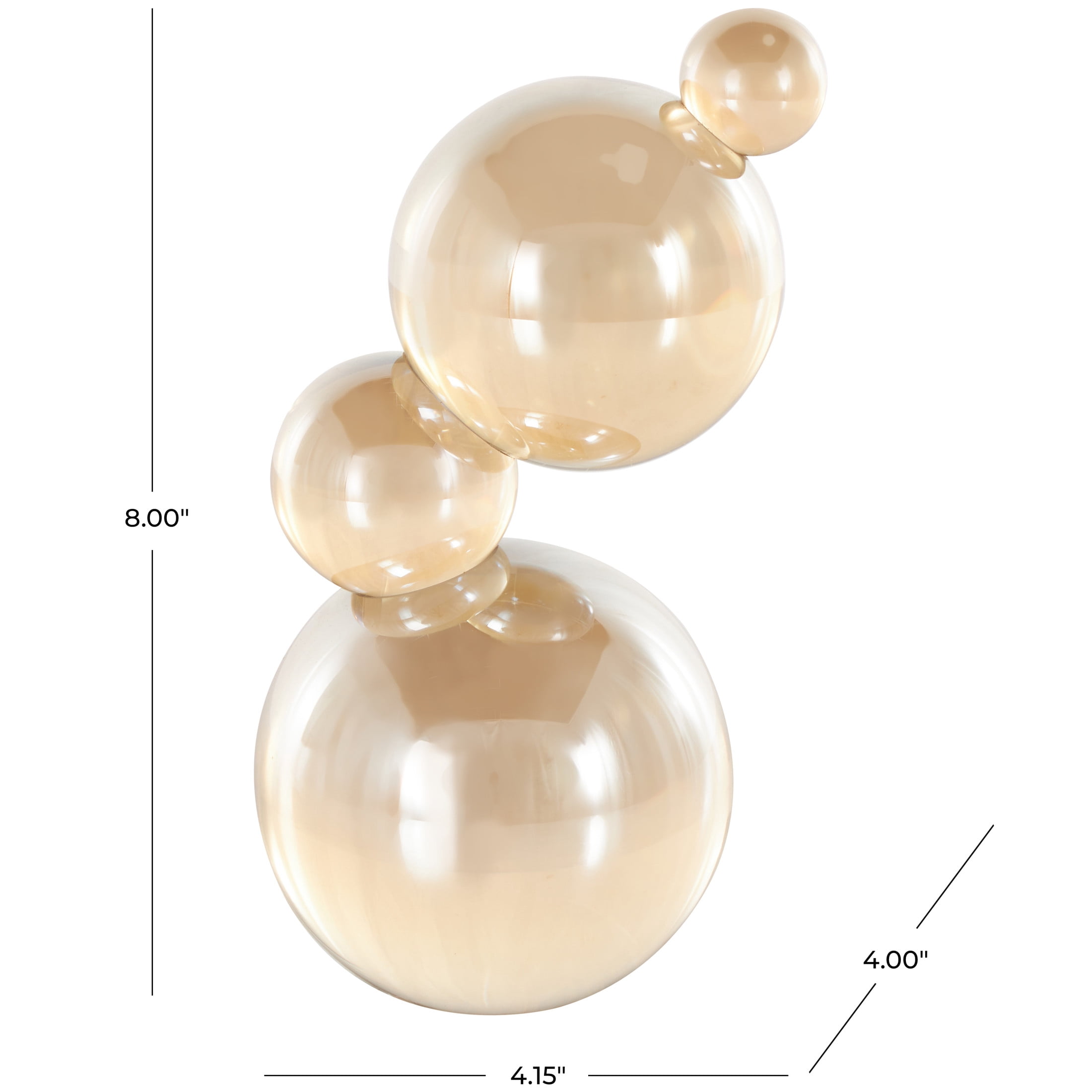 4" x 8" Beige Glass Stacked Orbs Abstract Sculpture, by DecMode