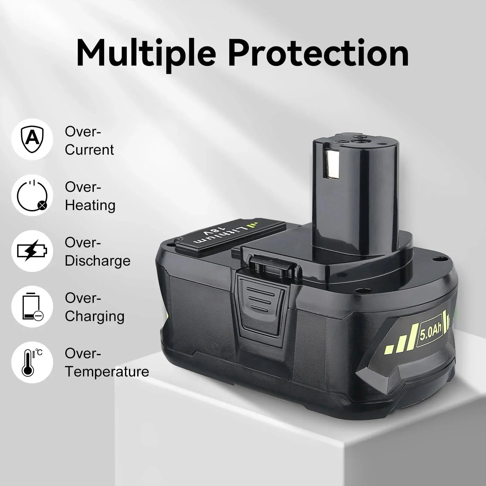 Upgraded P117B 12-18V 3A USB Rapid Charger + 5.0Ah 18V P108 RB18L50 Lithium Battery Combo Replace for Ryobi P109 P107 P102 P104 High Capacity Cordless Tool Batteries