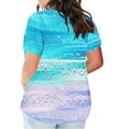 thumbnail image 3 of Aloohaidyvio Plus Size Shirts for Women,Women's Oversized Gradient T Shirts Summer Short Sleeve V Neck Tops 2024 Casual Loose Basic Tee Shirts, 3 of 5