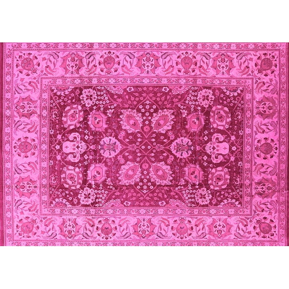 Ahgly Company Indoor Rectangle Oriental Pink Industrial Area Rugs, 5' x 7'