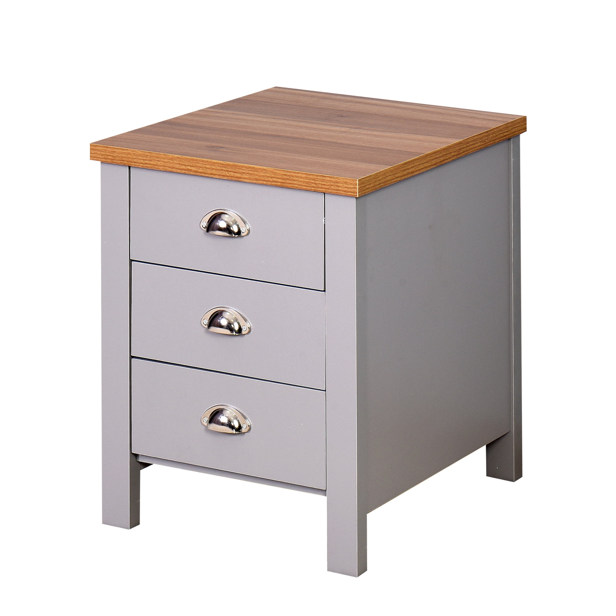 Kepooman Nightstand, Bedside Table with 3 Drawers, Wooden End Table for Bedroom, Living Room, Dorm, Gray Kepooman Nightstand, Bedside Table with 3 Drawers, Wooden End Table for Bedroom, Living Room, Dorm, Gray