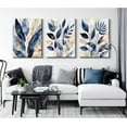 thumbnail image 4 of JANS.NO1 Blue Botanical Wall Art Abstract Leaf Canvas Prints Decor Modern Plant Wall Art Minimalist Hallway Botanical Painting Blue Gold Leaves Pictures for Living Room Bedroom, 4 of 7