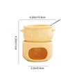 thumbnail image 3 of Ceramic Fondue Pot Set with Burner and Forks for Melting Chocolate Cheese and Sauces Heatproof Dessert Bowl for Home Kitchen in Yellow, 3 of 6