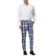 thumbnail image 2 of INSPIRE CHIC Pantalones de vestir de cuadros ajustados de color bloque para hombre 34 azul marino, 2 of 7