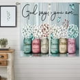 thumbnail image 4 of Teal Farmhouse Floral Curtains, Rustic Flower Window Curtains 42x45 Inch for Bedroom Living Room Decor, Country Wooden Barn Inspirational Window Drapes Treatment Draperies Fabric (2 Panels, 4 of 6