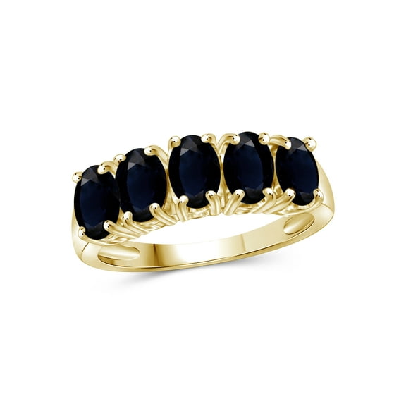 JewelersClub Sapphire Ring Birthstone Jewelry – 3.35 Carat Sapphire 14K Gold Plated Silver Ring Jewelry – Gemstone Rings with Hypoallergenic 14K Gold Plated Silver Band