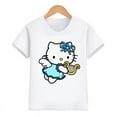 thumbnail image 2 of Hello Kitty-ropa para niños, novedad de verano, pantalón corto informal para niñas, camisetas de manga corta, camisas bonitas de dibujos animados para bebés, Camiseta deportiva cómoda, 2 of 5