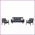 thumbnail image 3 of 70” Dark Gray Linen Sofa & 2 Chairs Set – Modern Living Room Furniture with 2 Throw Pillows | Gray | Linen | Solid Wood Legs, 3 of 6