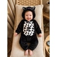 thumbnail image 2 of Cjfdfy Toddler Baby Halloween Fall Romper, Infant Black Cat Costume, Zip Front Hooded Long Sleeve Jumpsuit for Daily Life and Halloween Cute Fall Romper Halloween Clothes 3M-3T for Boys Girls, 2 of 9