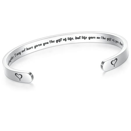 Sam & Lori Bonus Daughter Gifts Step Daughter Gift From Stepmom Stepdad Stainless Steel Cuff Bracelets for Women Teens