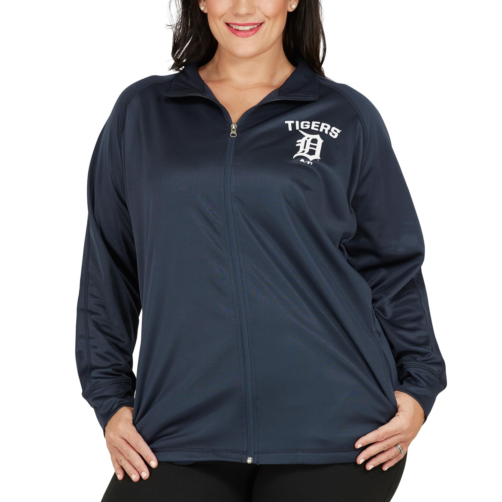 Detroit Tigers Majestic Women's Plus Size Her Winner Therma Base Full-Zip Track Jacket Navy by Profile