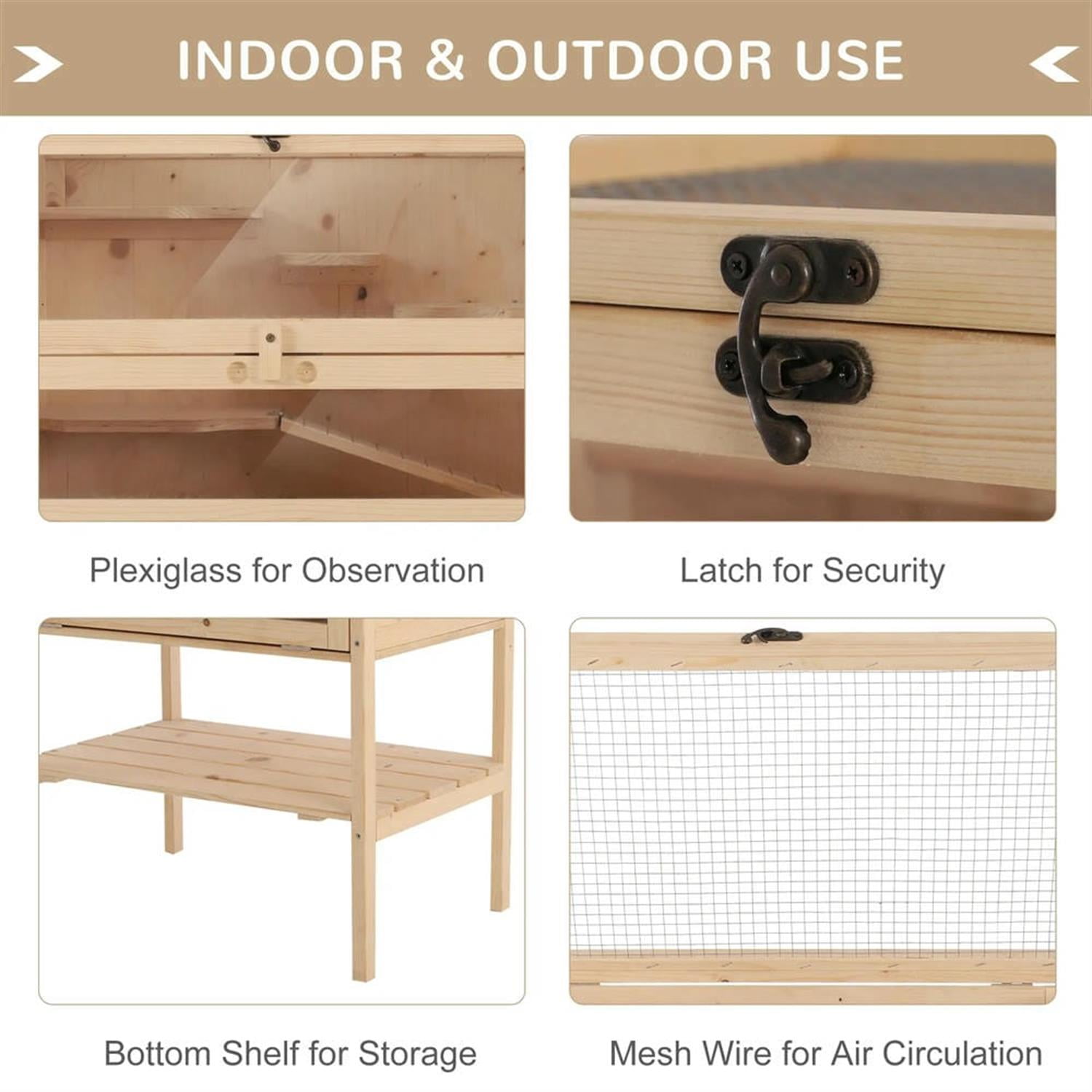 resenkos 47" 5-Tier Wooden Hamster Cage with Openable Top, Front Door and Storage Shelf, Large Small Animal Habitats for Guinea Pig Cages, Beige