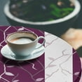 thumbnail image 3 of Ambesonne Autumn Vibes Fitted Round Tablecloth, Modern Leaves Branch, 56"- 60" Diameter, Mauve Off White Purple, 3 of 5