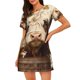 thumbnail image 1 of Easygdp Butterfly Cow Barrel Camisón de manga corta para mujer, informal, estampado, 1 of 6