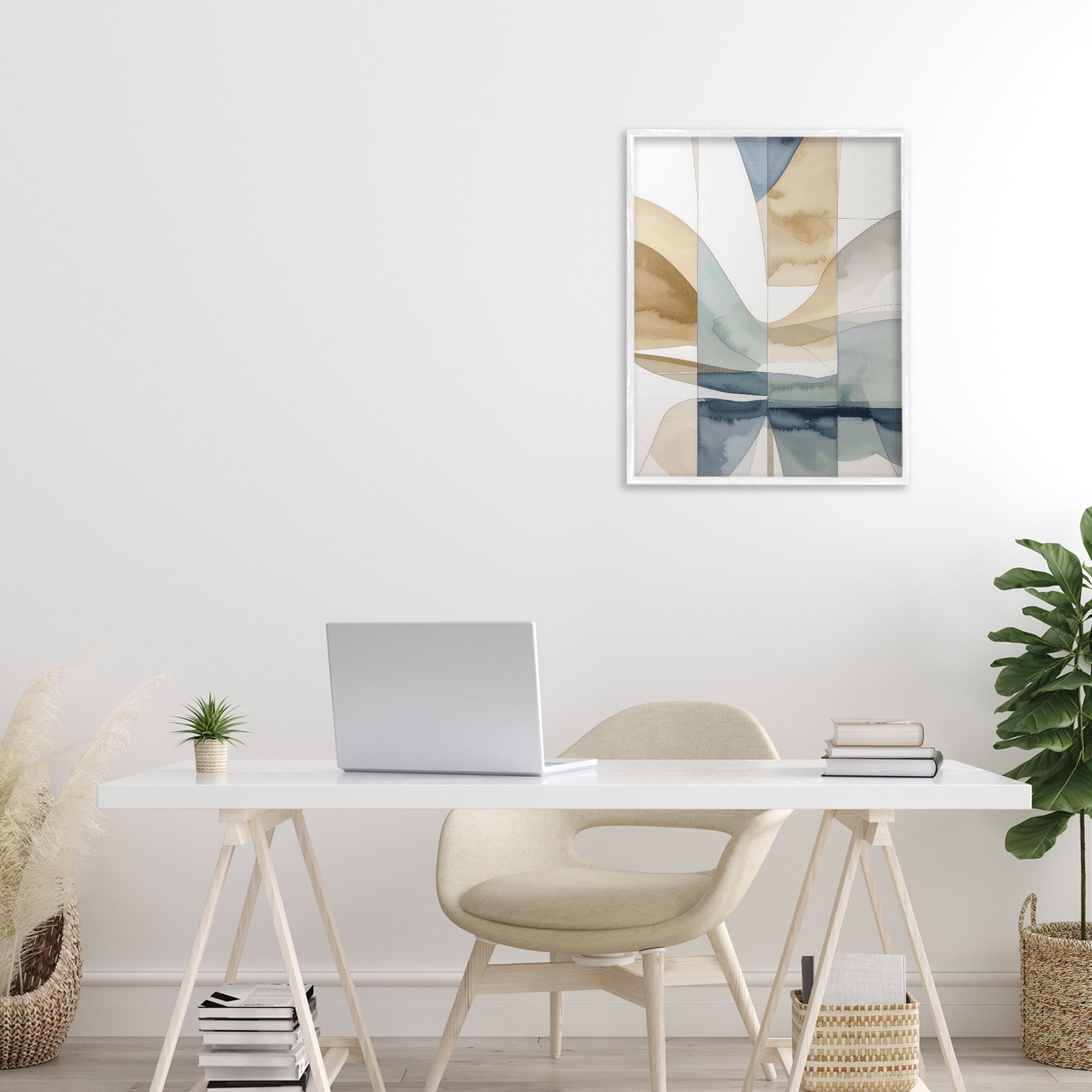 Stupell Industries Geographic Fluid Abstraction White Framed Giclee Art, design by Alonza Saunders