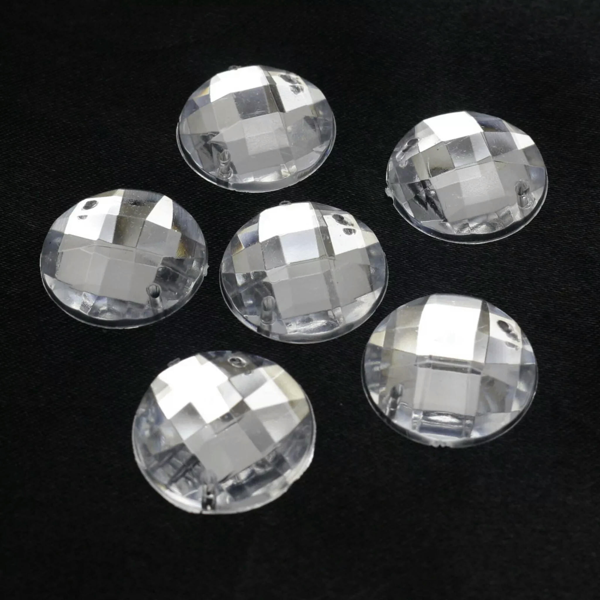 EOEMY 250 Clear Acrylic Flatback Sewing Rhinestone Round Button 20mm Sew On Beads