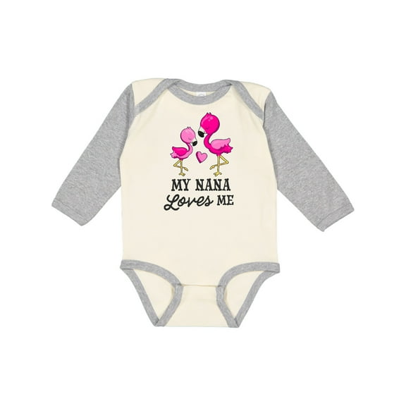 Inktastic My Nana Loves Me with Two Flamingos Boys or Girls Long Sleeve Baby Bodysuit