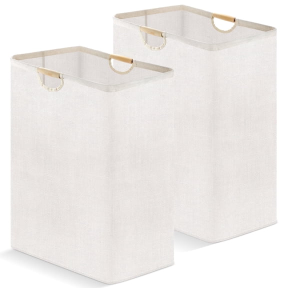 Jeoa Laundry Basket, Clothes Hamper with Handles,Design for Bathroom,College Dorm&Laundry(72Lx2Pack,Off White)