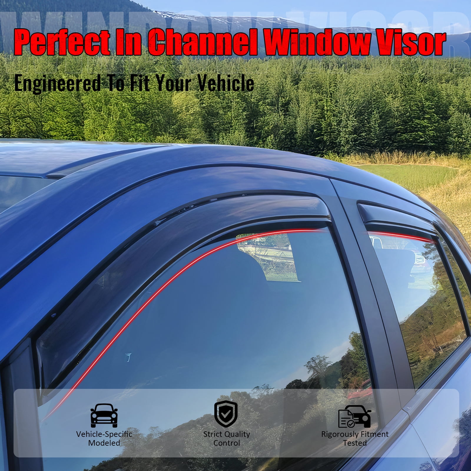 Ikon Motorsports In-Channel Window Visors Fits 2013-2022 Buick Encore 2015-2022 Chevy Trax, Slim Style Rain Vent Guard Deflectors, Acrylic Smoke 4PCS