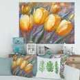 thumbnail image 2 of Designart ' Abstract Yellow Blooming Tulips ' Traditional Canvas Wall Art Print, 2 of 3