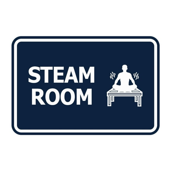 Signs ByLITA Classic Framed Steam Room Sign (Navy Blue / White) - Large