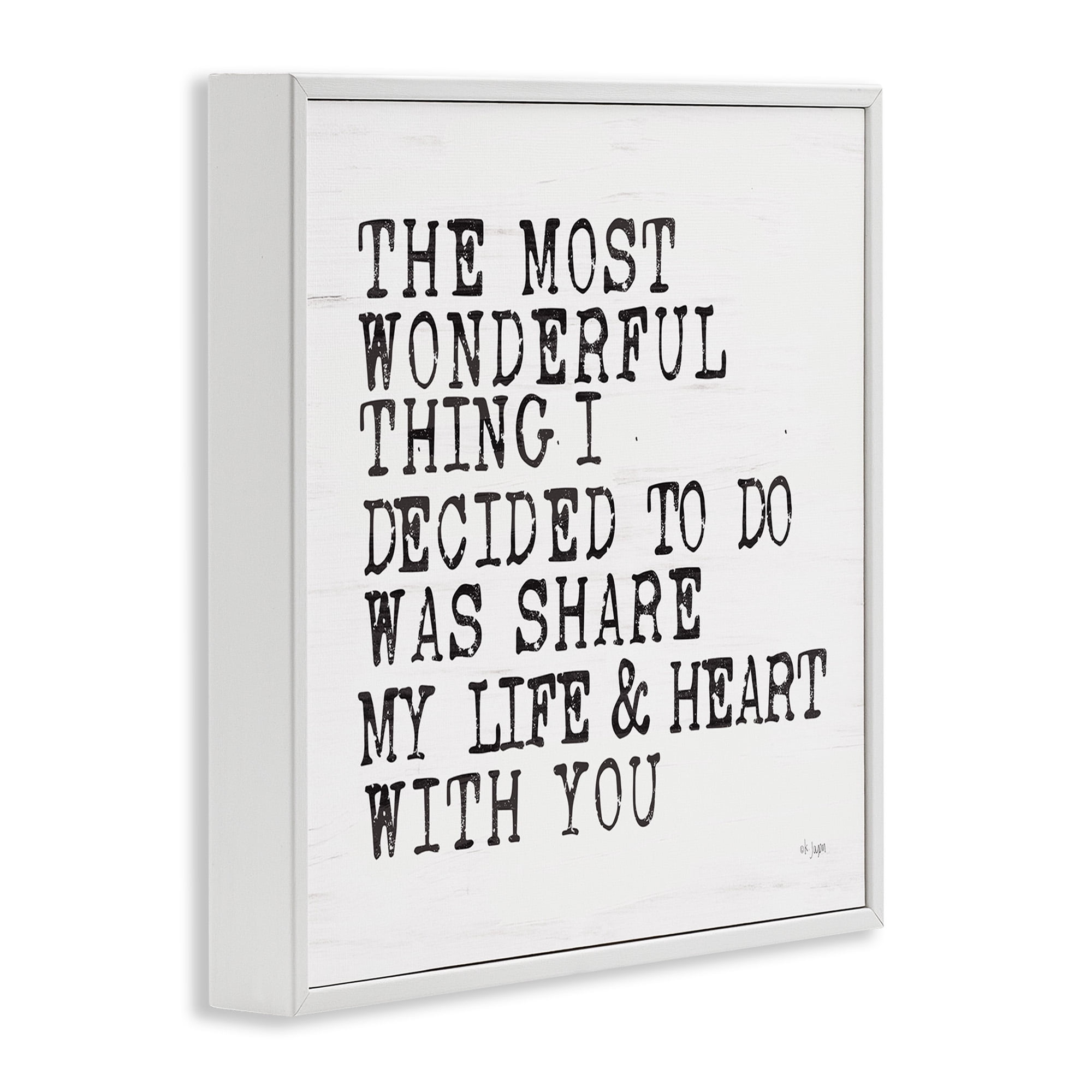 Stupell Industries Share My Heart Inspirational Typography Painting White Framed Art Print Wall Art, 12 x 12