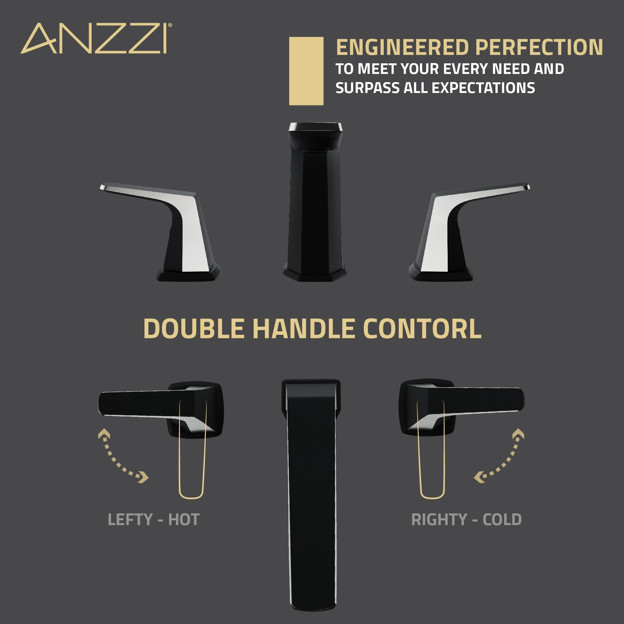 ANZZI 2-Handle 3-Hole 8 in. Widespread Bathroom Faucet With Pop-up Drain in Matte Black & Brushed Nickel