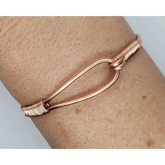 Copper Wire Wrapped Bracelet Bangle Boho Copper Cuff, High Quality and Unisex
