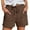 501_Brown, variant on Wiueurtly Women's Cotton And Linen Drawstring Solid Color Summer Beach Casual Shorts with Pocket Hot Pink
