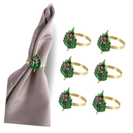 FREEAMG Green Leaf with Lady Bug Napkin Set of 6 Metal