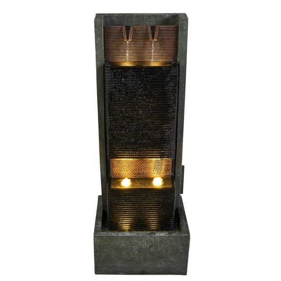 40" H Rectangular Freestanding Fountain with 6 Warm White LEDS
