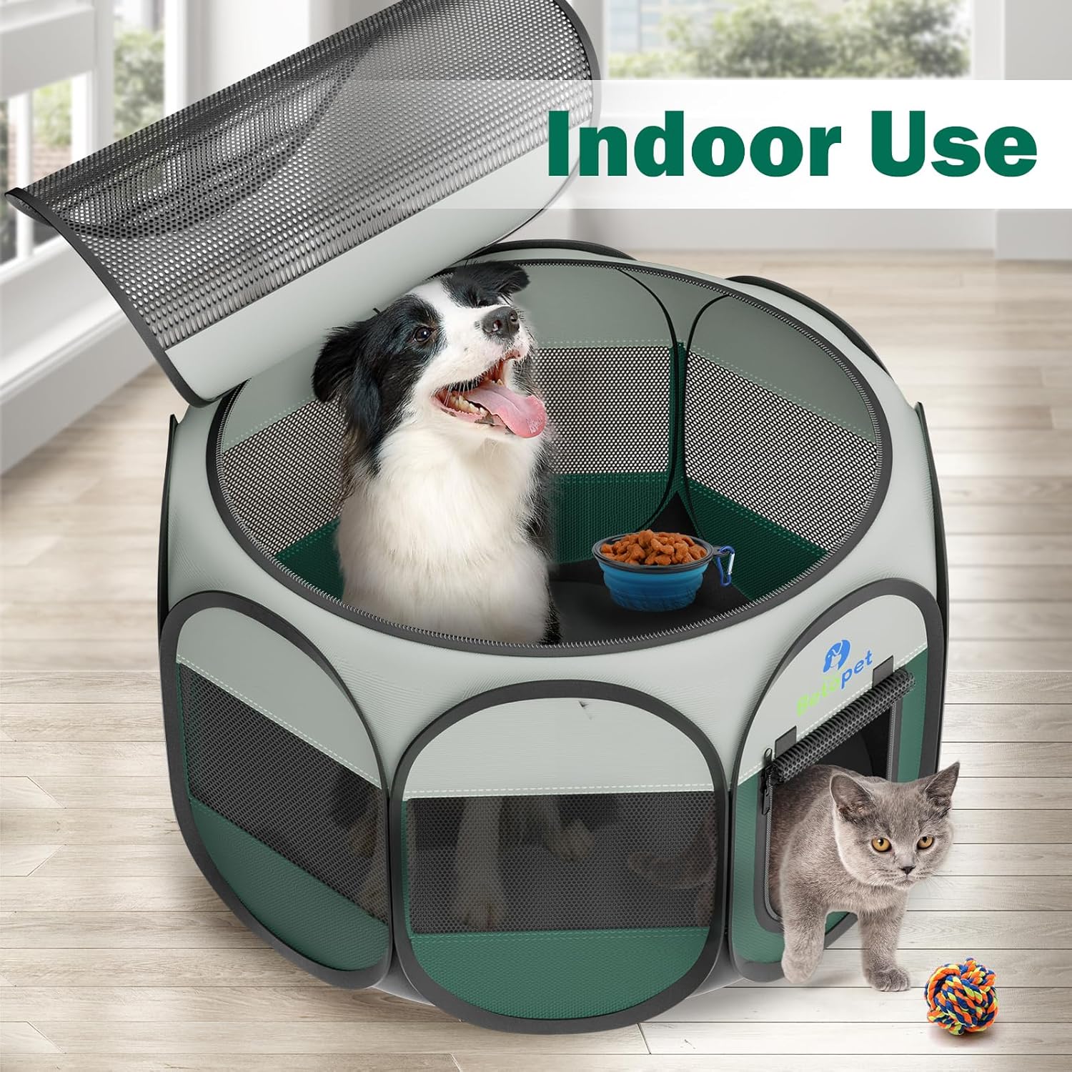 Foldable Pet Playpen for Small Dogs Cats Guinea  Rabbits Hamster with Carrying  & Bowl