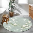 thumbnail image 4 of Spring Flower Round Area&nbsp;Rug 4ft Vintage Watercolor Pink Floral Plant Leaf Green Non-Slip&nbsp;Washable Circle Rugs Soft Felt Indoor Floor Mat for Bedroom Kitchen Living Room Bathroom, 4 of 9